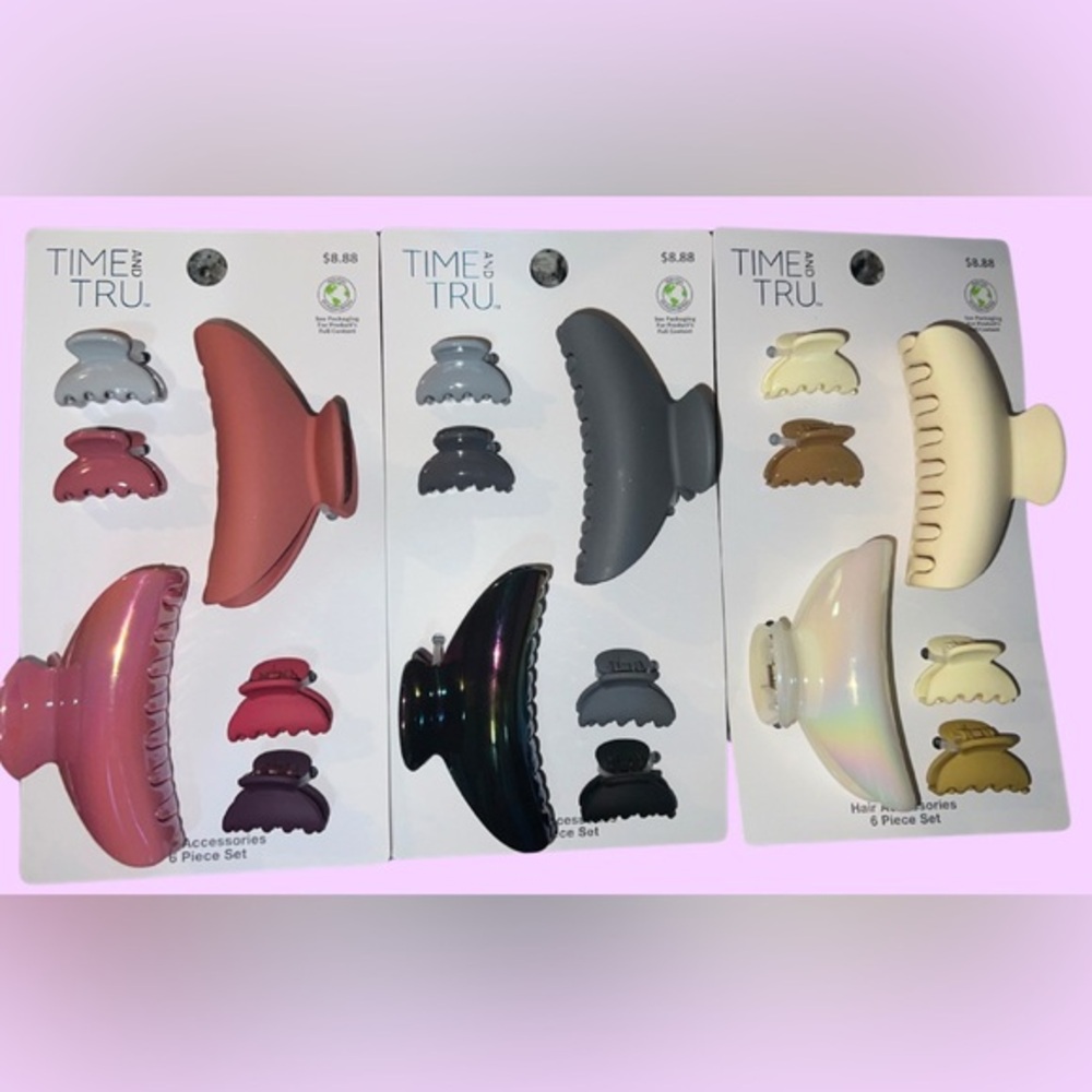 3 packs of Time and Tru Women's Hair Claw Clip 6-Pack 
All‎ new